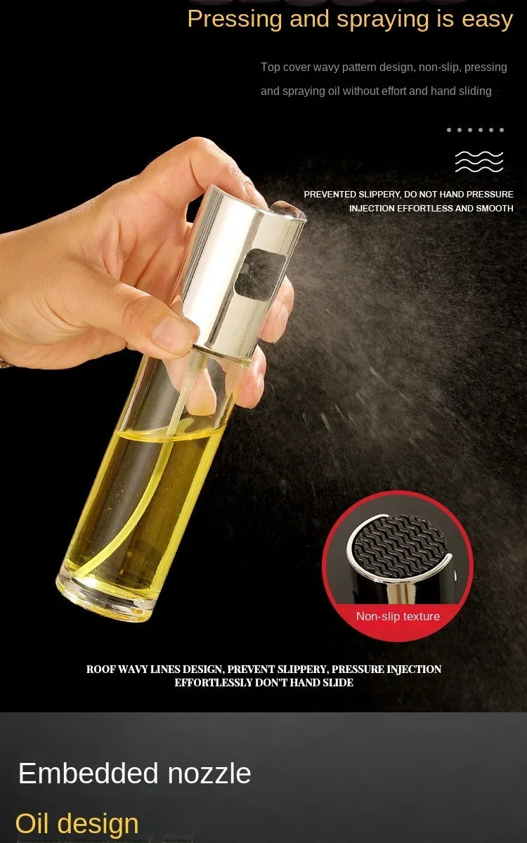 New Stainless Steel Oil Dispenser Glass Silicone Wrap Grill BBQ Sprayer Pot Gravy Boats Tools for Cooking Olive Oil Spray Bottle
