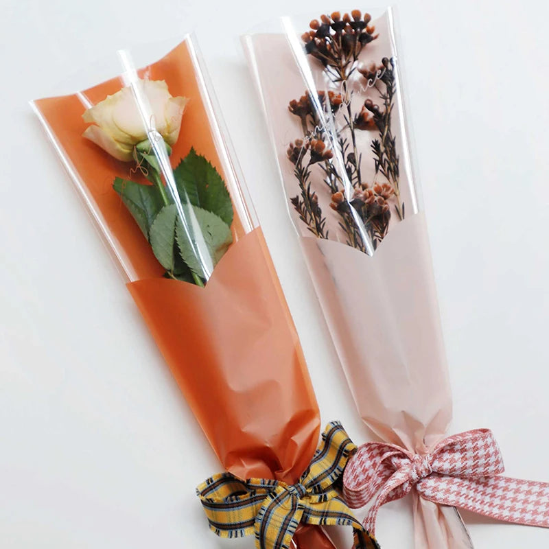 Tulip Single Rose Sleeve Bag, Flower Bag, Bouquet Packaging Bags, Flower Shop, New, 50Pcs