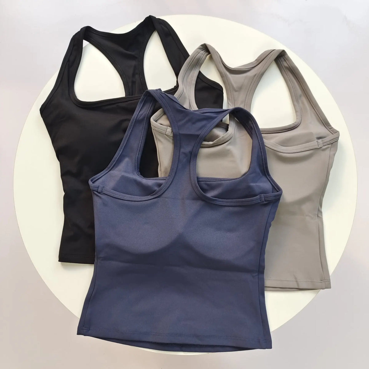 Women's Square Neck Racerback Sports Bra Fixed Pads Shockproof