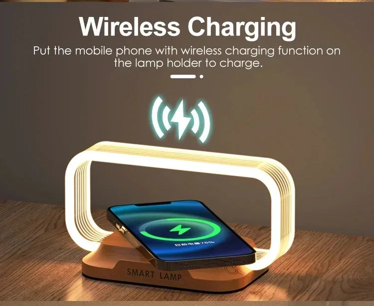 LED  Night Light Wireless Charger Stand Table Desk Lamp Mobile Phone Holder Fast Charging Station Dock For iPhone Samsung Xiaomi