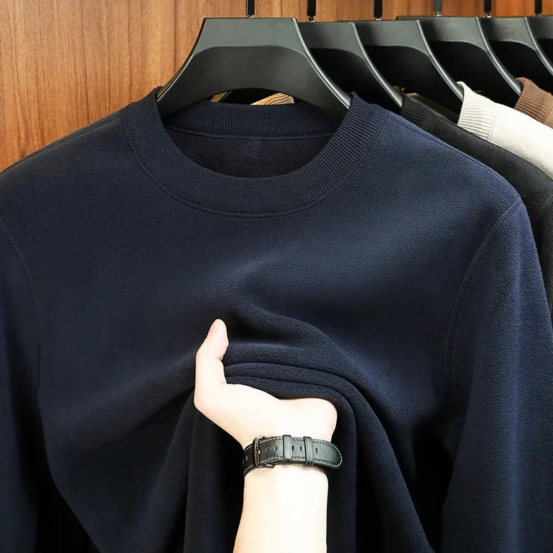 Autumn and Winter Men's Velvet Hoodie Long Sleeve Round