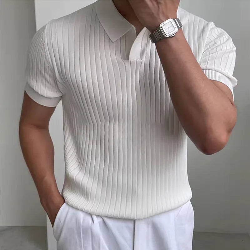 Men's Knitted Short-Sleeve Polo Shirt