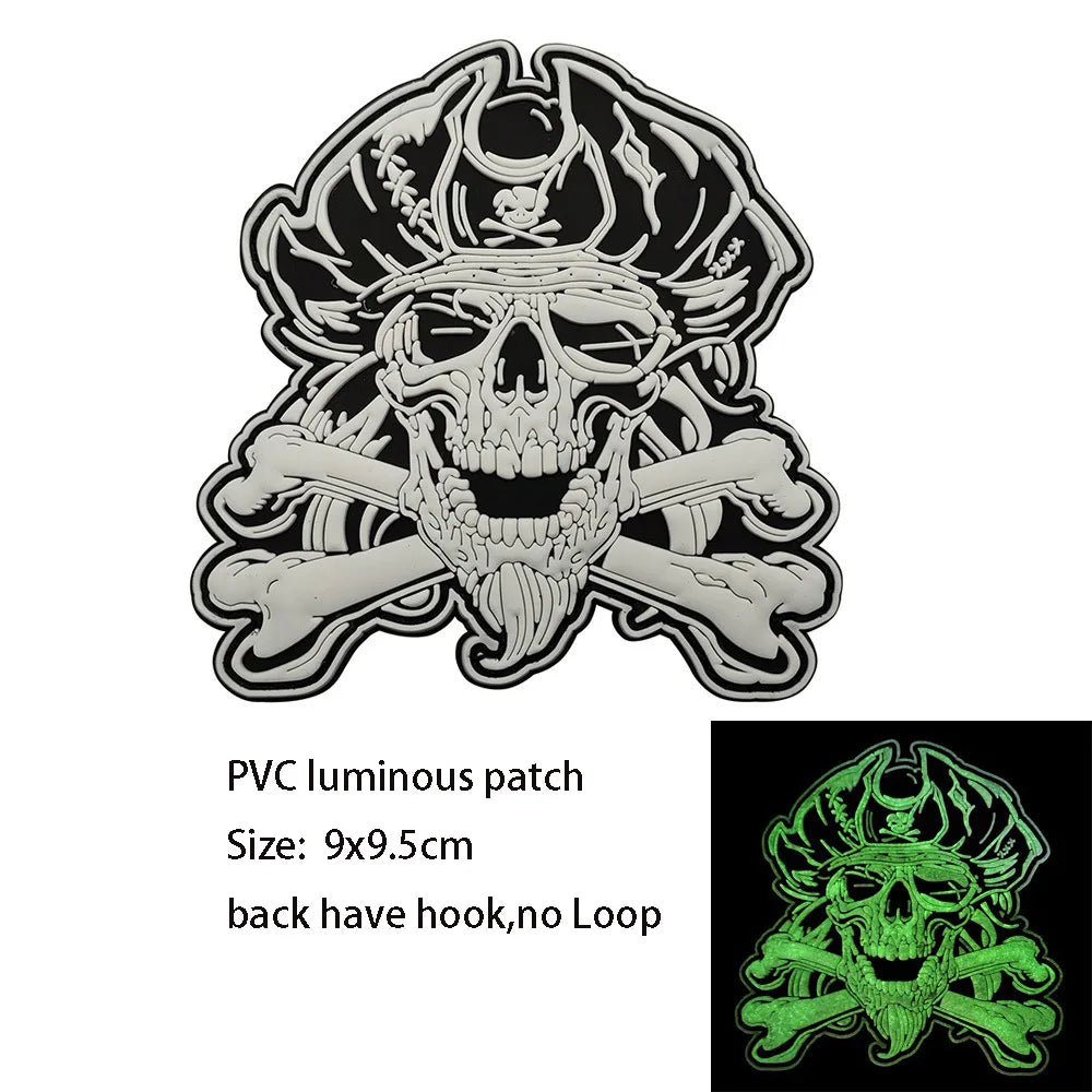 New Design Creative Pirate Captain Jack Soft PVC Armband Glow-in-the Dark Skull Tactical Morale Backpack Patches for Clothing