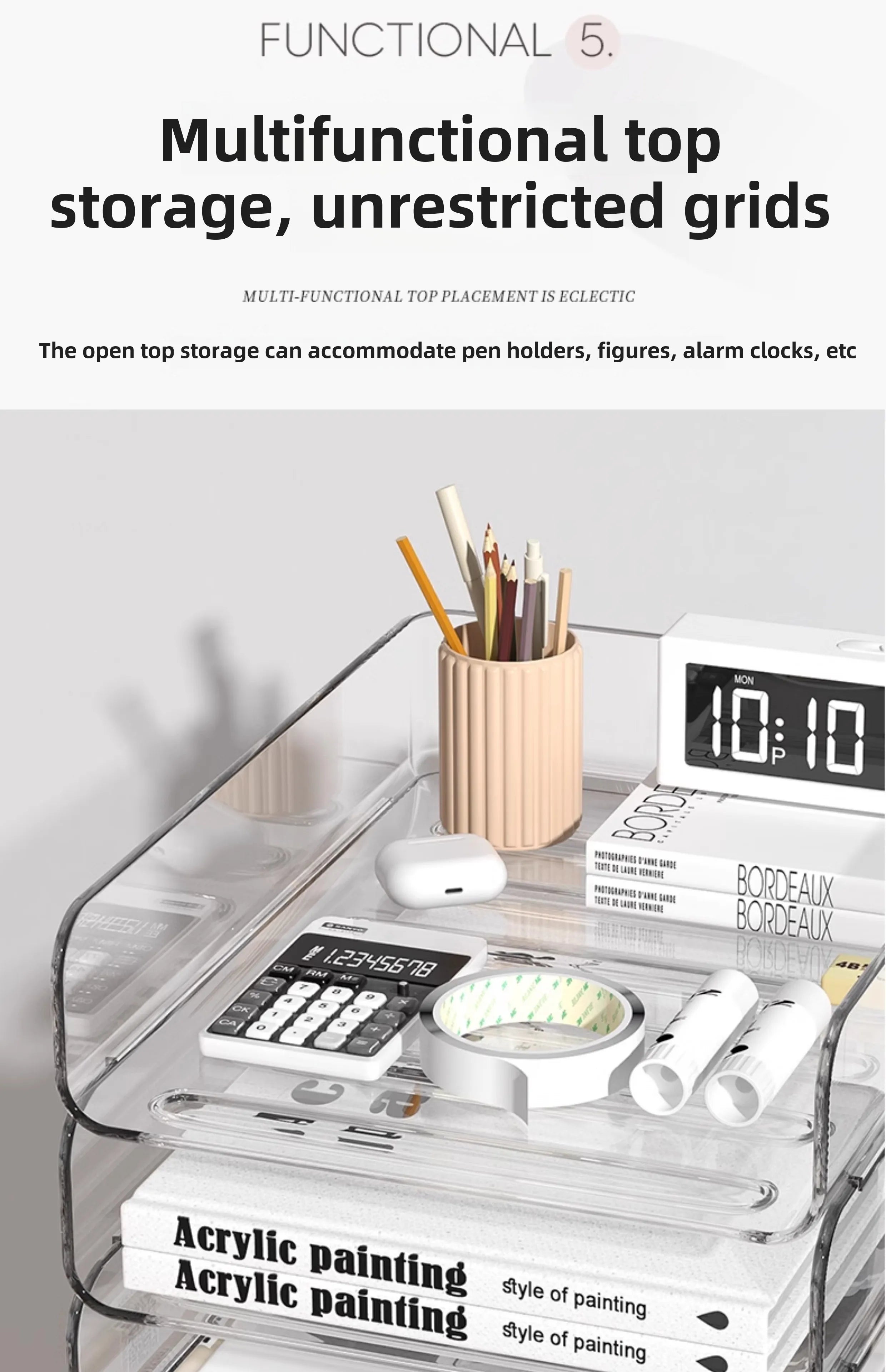 Desk Organizer with 2 Vertical File Holder, 4 Tier Stackable Paper Letter Tray File Organizer with  Pen Holder,Desk Organizer