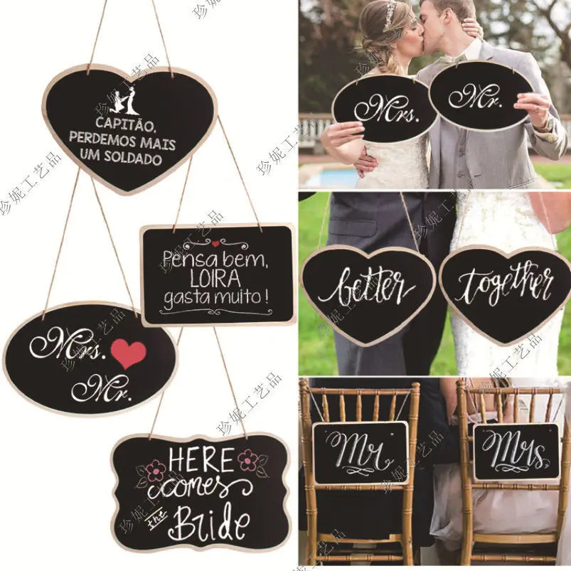 Rustic Wedding Wooden Blackboard Mr Mrs Bridal Shower Decoration Photobooth Birthday Party DIY Home Decor Sign Message Board