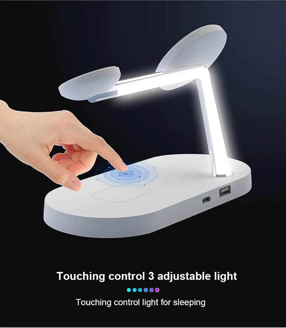 5 in 1 Magnetic Wireless Chargers Stand For iPhone 13 14 Charger Dock Station for Airpods Pro Wireless Charger With night light