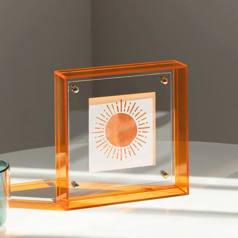 Color Acrylic Picture Frame Pendulum Table Square 4-inch Postcard Double-sided Display Stand Transparent Picture Frame Picture