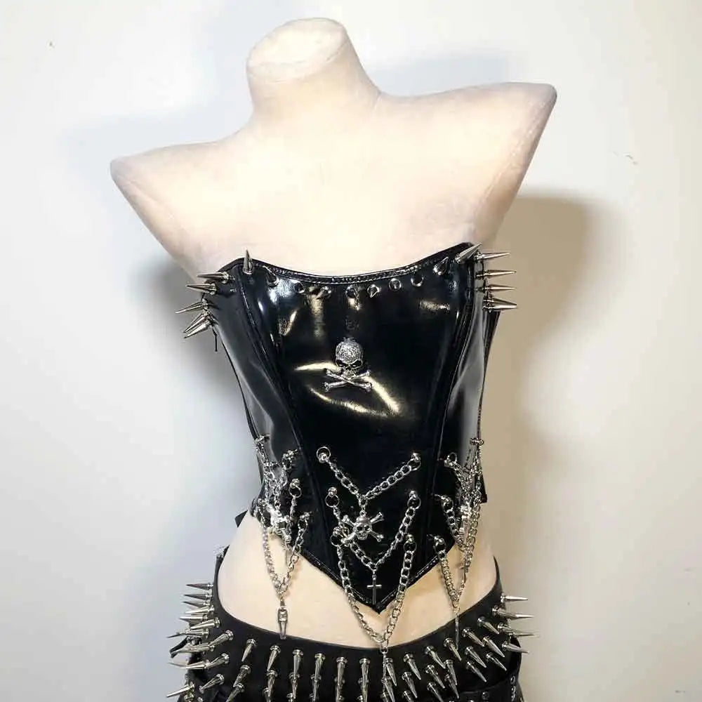 Goth Tops ALT Rave Outfits Punk Rock Clothes Y2K T-Shirt Emo