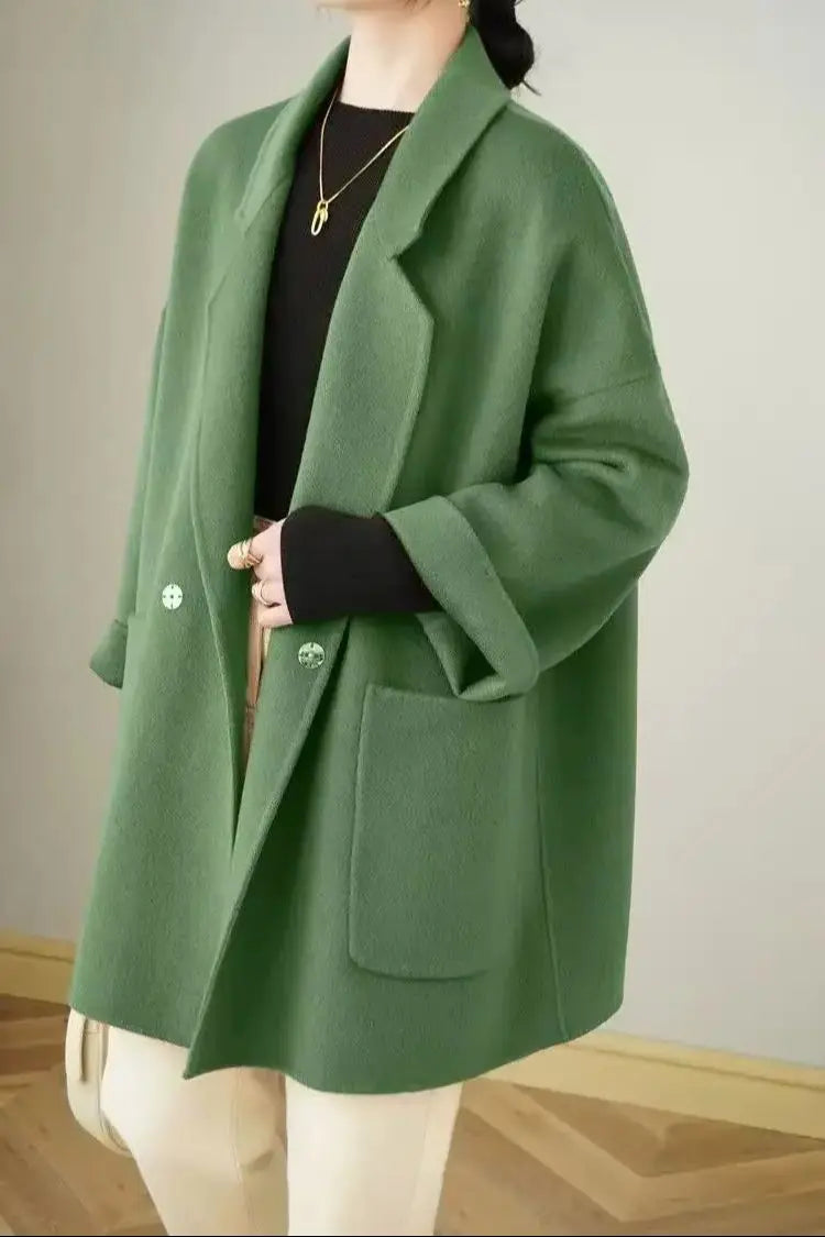 Fashion Wool Double-Sided Cashmere Coat Women'S Autumn And Winter Suit Collar High-End Loose Woolen Coat