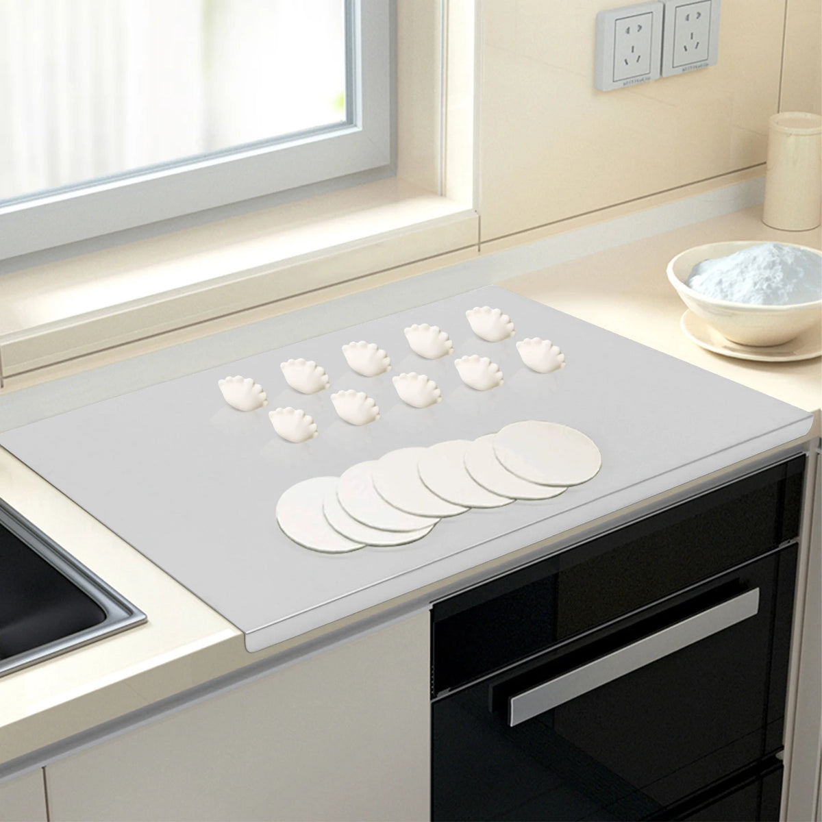 60x50cm Stainless Steel Chopping Board with L-Shaped Folded Edge