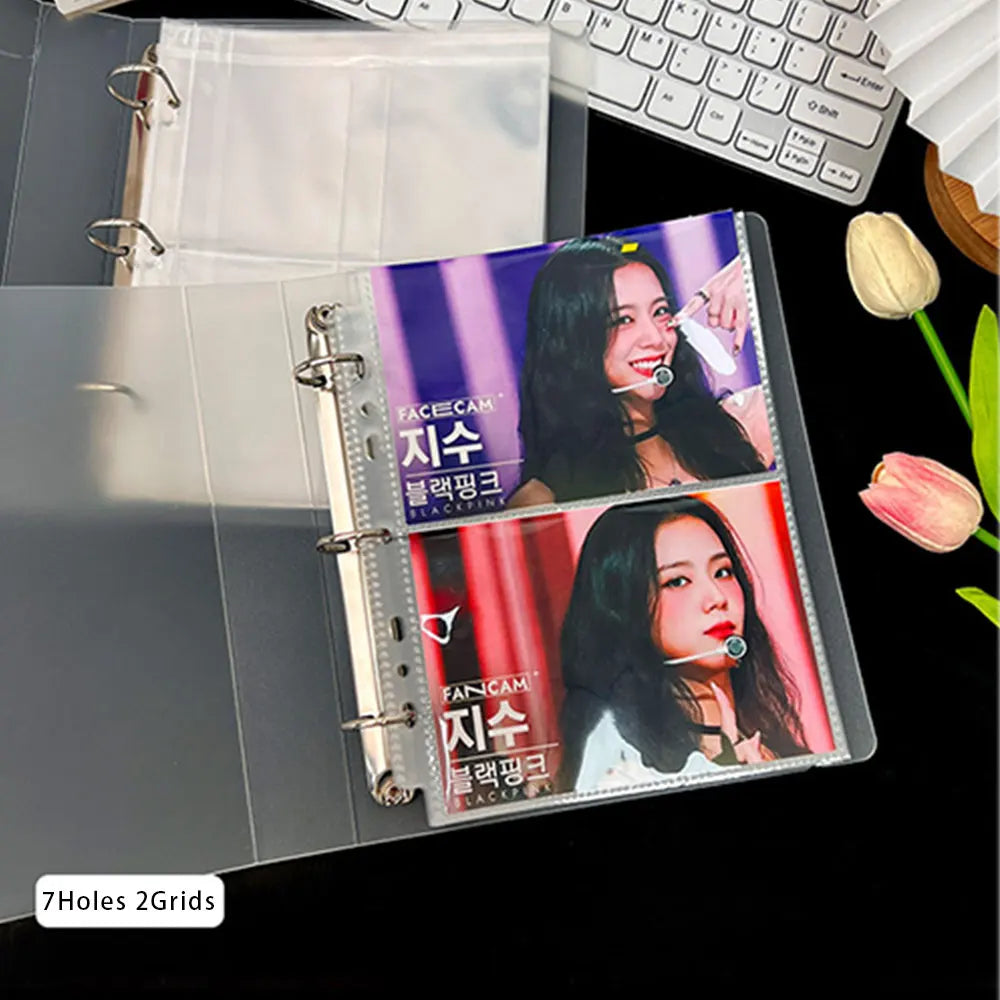A5 3/7 Ring Photocards Binder Sleeve 1/2/4/6 Pockets Clear Acid Free 6x4 Photo Album Refill Pages Trading Card Postcard Sleeve