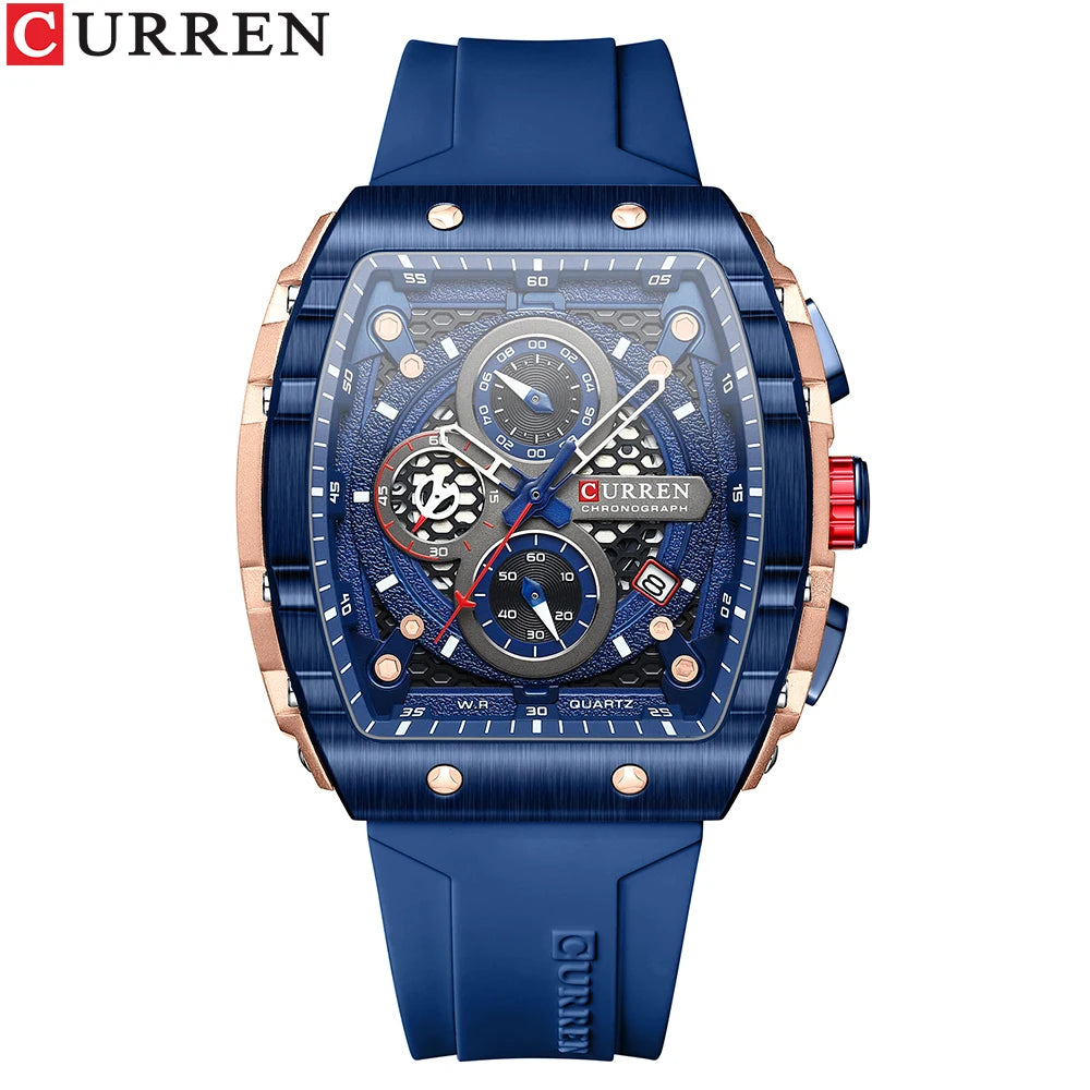 CURREN Fashion men watch brand unique square design luxury