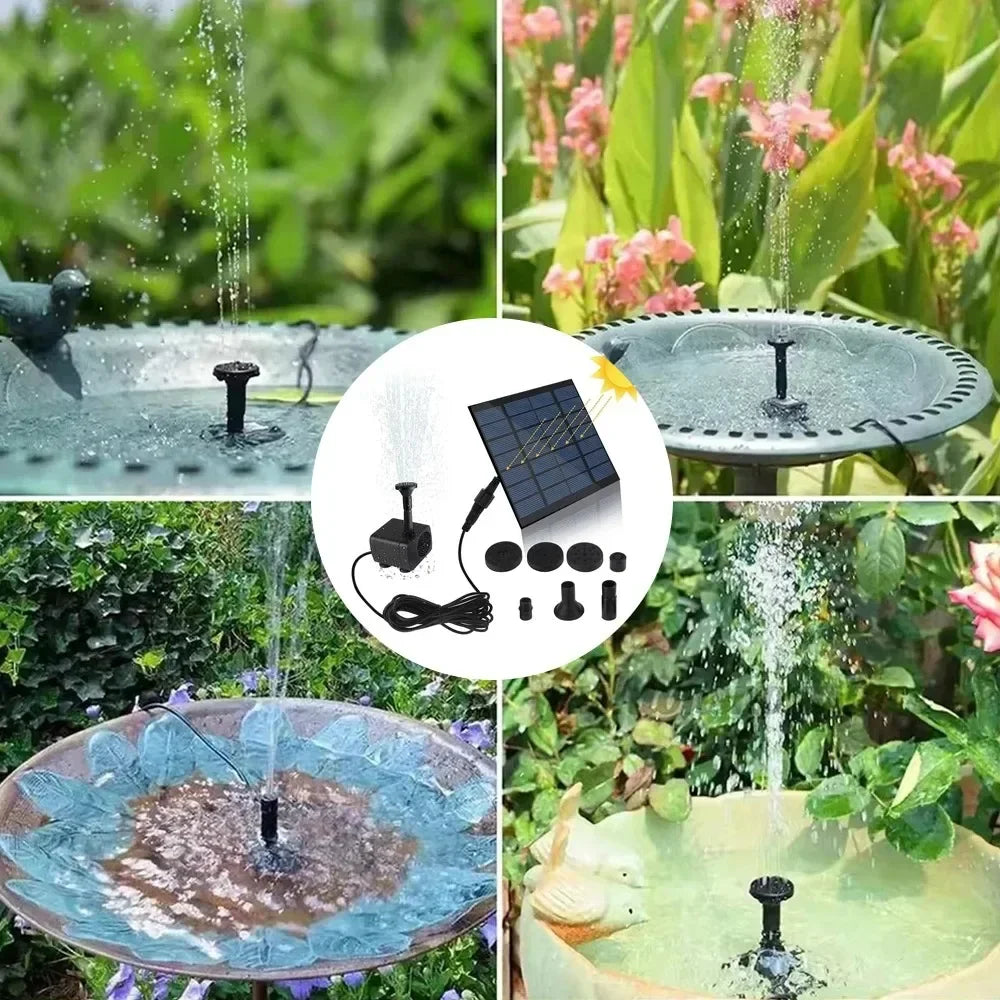 Solar - Powered Water Pump for 11/15.5cm Water Fountains: 8 - Nozzle Outdoor Watering Set