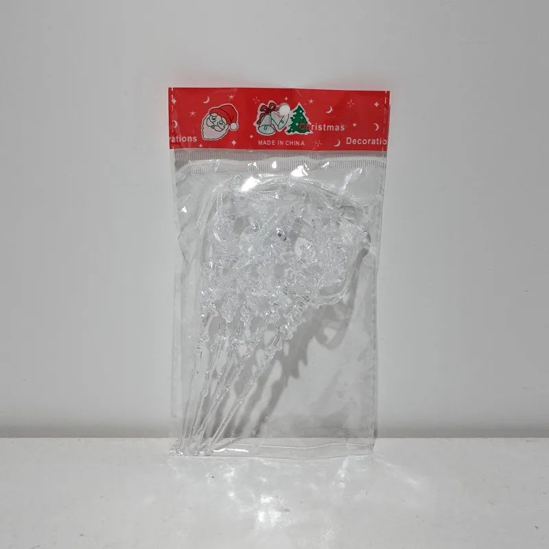 20/50PCS Clear Acrylic Icicle Ornaments Threaded Pendants for Christmas Tree Decorations Crystal Hanging Icicles Drop Xmas Wedding Decoration Supplies
