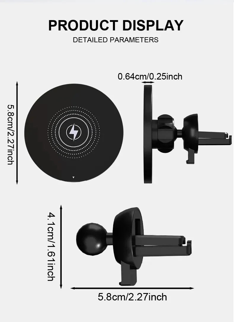 Magnetic Car Wireless Charger Magnet Fast Charging Station Car Phone Holder Mount for iPhone 17 16 15 14 13 Pro Max Min Macsafe