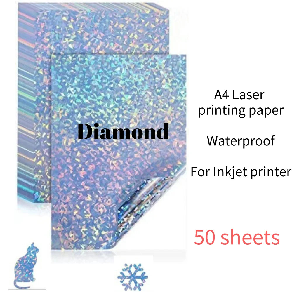 50/10 Sheets A4 Transparent Printable Vinyl Sticker Paper Waterproof Self-Adhesive Glossy paper for Inkjet Printer DIY Crafts