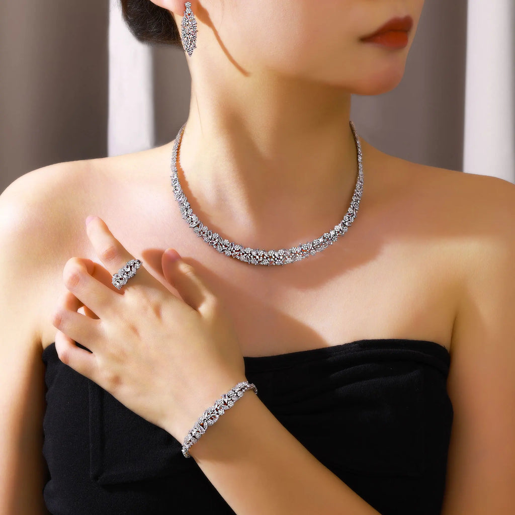 Best Selling 4-Piece Bridal Wedding Jewelry Set Fashion Saudi
