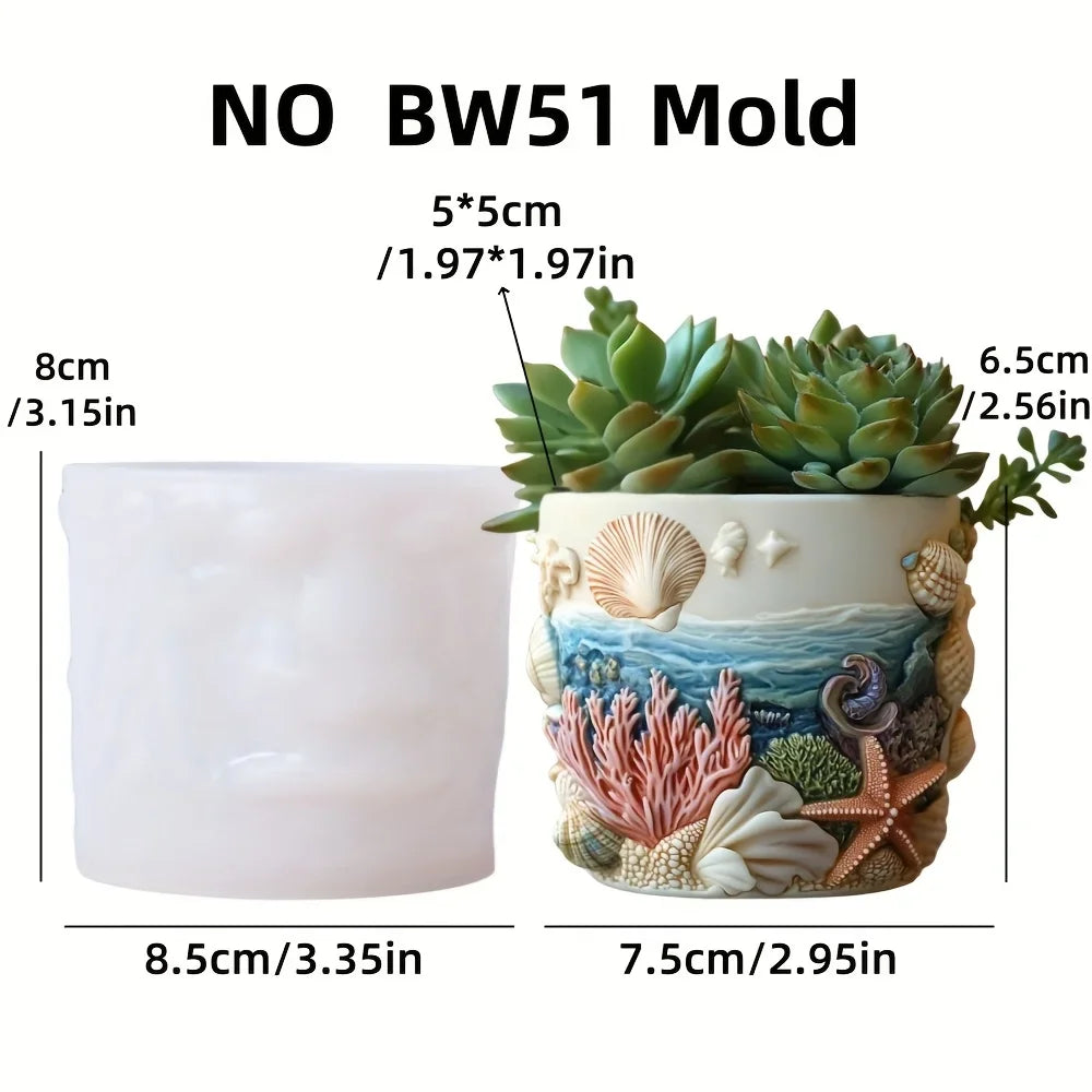 Sea Bay Canyon Relief Succulent Plant Flower Pot Resin Silicone Mold Mountain Range Sea Sunrise Relief Storage Box Gypsum Molds