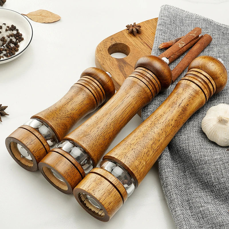 4"6"8"10" Manual Pepper Mills Salt And Pepper Grinder With Adjustable Ceramic Spice Wood Pepper Grinder Handheld Herb Seasoning