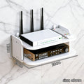 2 Tier Wall Mount Shelf No Drill Router TV Box Power Strips Floating Organizer Home Hanging Storage Cable Management with Hooks