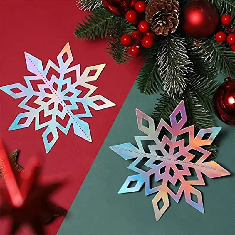 6Pcs Christmas Snowflake 15/20/25CM Hanging Christmas Tree Ornament Xmas Home Decor Navidad New Year 2024 Decor Accessories ﻿