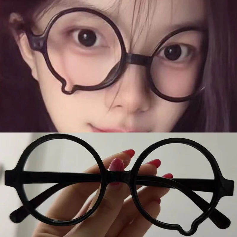 Y2K Anime Without lenses Glasses Dripping Tears Black Frame Unisex Retro Fashion Eyewear Cosplay Cute Accessories