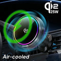 Car Magnetic Wireless Charger Qi2.2 25W Air Cooling RGB Light  Phone Holder For Magsafe iPhone 17 16 15 14 13 12 Fast Charging