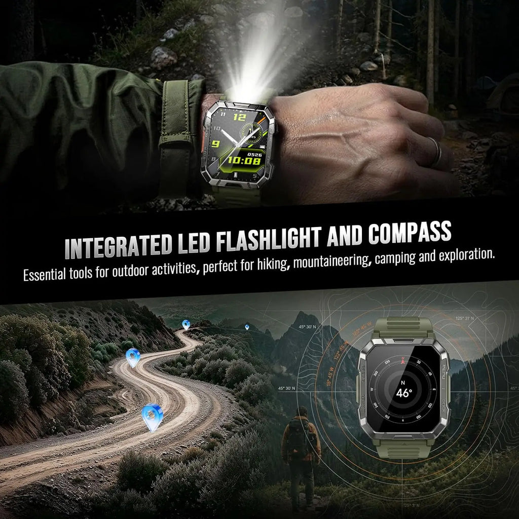 Blackview Military Smart Watch for Men with Flashlight/Compass IP68