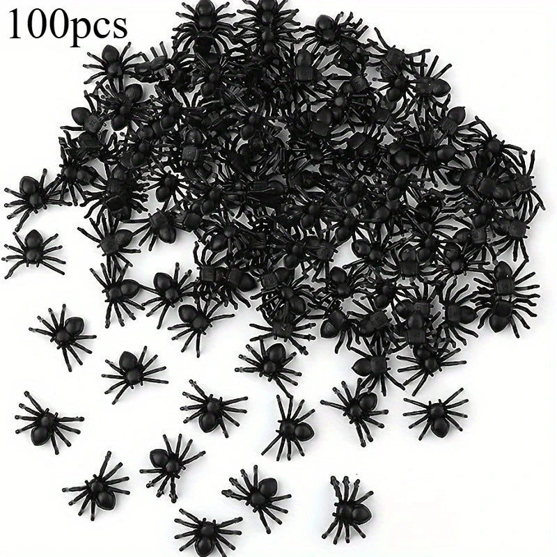 100/50pcs Realistic Spider Christmas Halloween Decoration Plastic Mini Spider