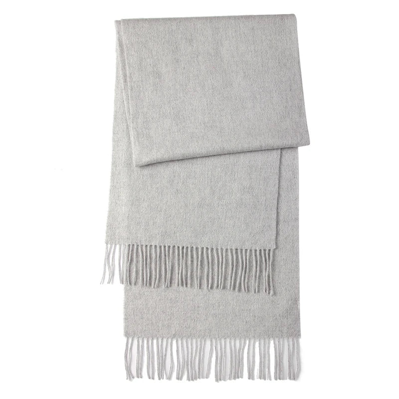 LONGMING 100% Merino Wool Knitted Shawl New Women Autumn Fashion Classic Plaid Solid Scarf Winter Warm Knottable Muffler for Man
