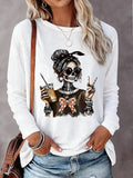 Women's Skull Print Long Sleeve T-Shirt