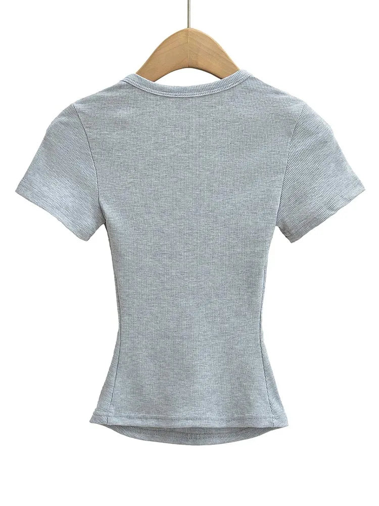 Square Collar High Stretch Summer Crop Tops Women Short