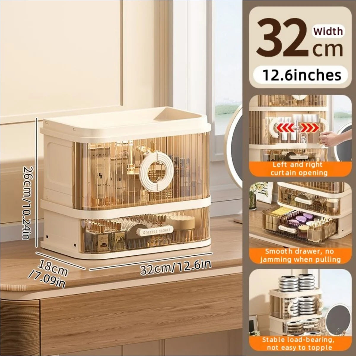 1 pcs Folding storage box, cosmetics desktop dressing table, lipstick and skin care products, large-capacity storage rack