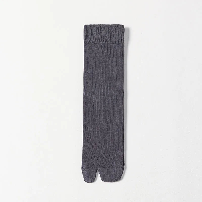 Men's 2 Toe Socks Flip Flop Sandal 2 Toe Middle Tube Socks Solid Color Striped Split Toe Socks Business Casual Cotton Socks