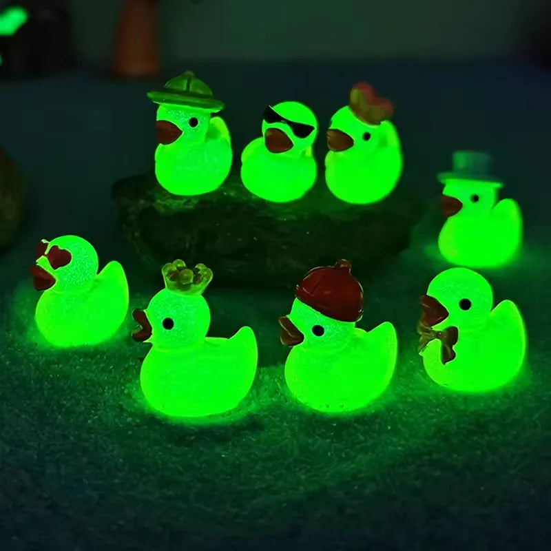 10/20/30PCS Mini Fluorescent Yellow Duck Ornament Miniature Figures Tiny Resin Handicraft Micro Landscape Dollhouse Decoration