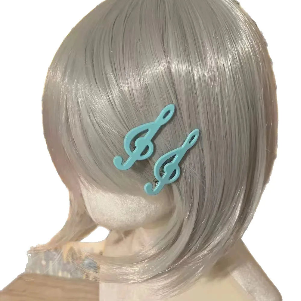 Y2k Style Music Symbol Hair Accessories Vintage Sweet Cute Hair Clip Cyan Fresh Hairpin New Sensea Of Niche Fashion And Art 2025