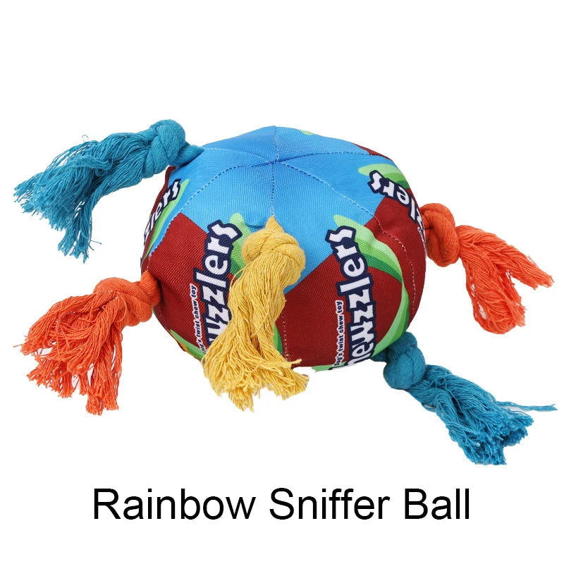 Pet Dog Rainbow Twist Candy Toy Dog Molar Teeth Resistant Bite Making Sound Pet Supplies candy for small, medium and large dogs