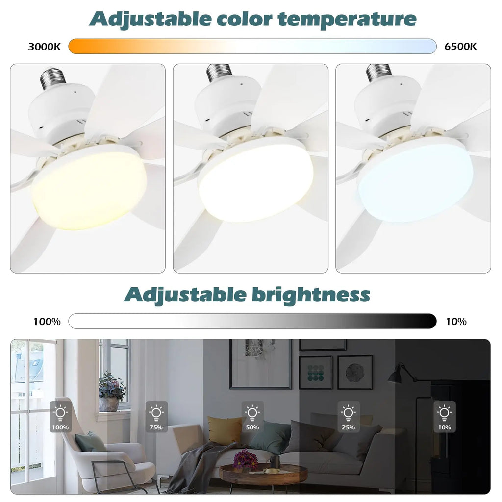 Silent Ceiling Fan with LED Light & Remote