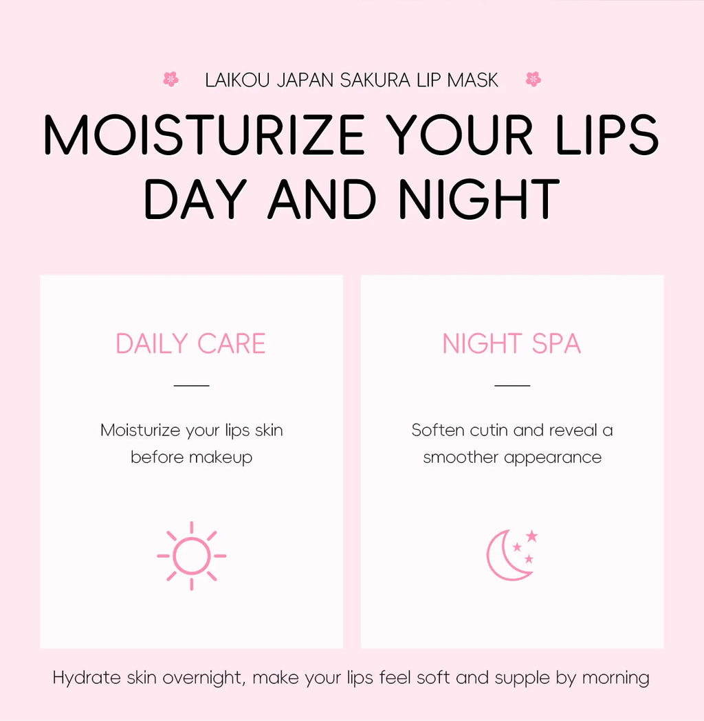 8g LAIKOU Sakura Lip Sleeping Mask Hydrating Moisture Nutriousing Wrinkle Smoothing Dryness Lip Mask Korean Cosmetics Skin Care
