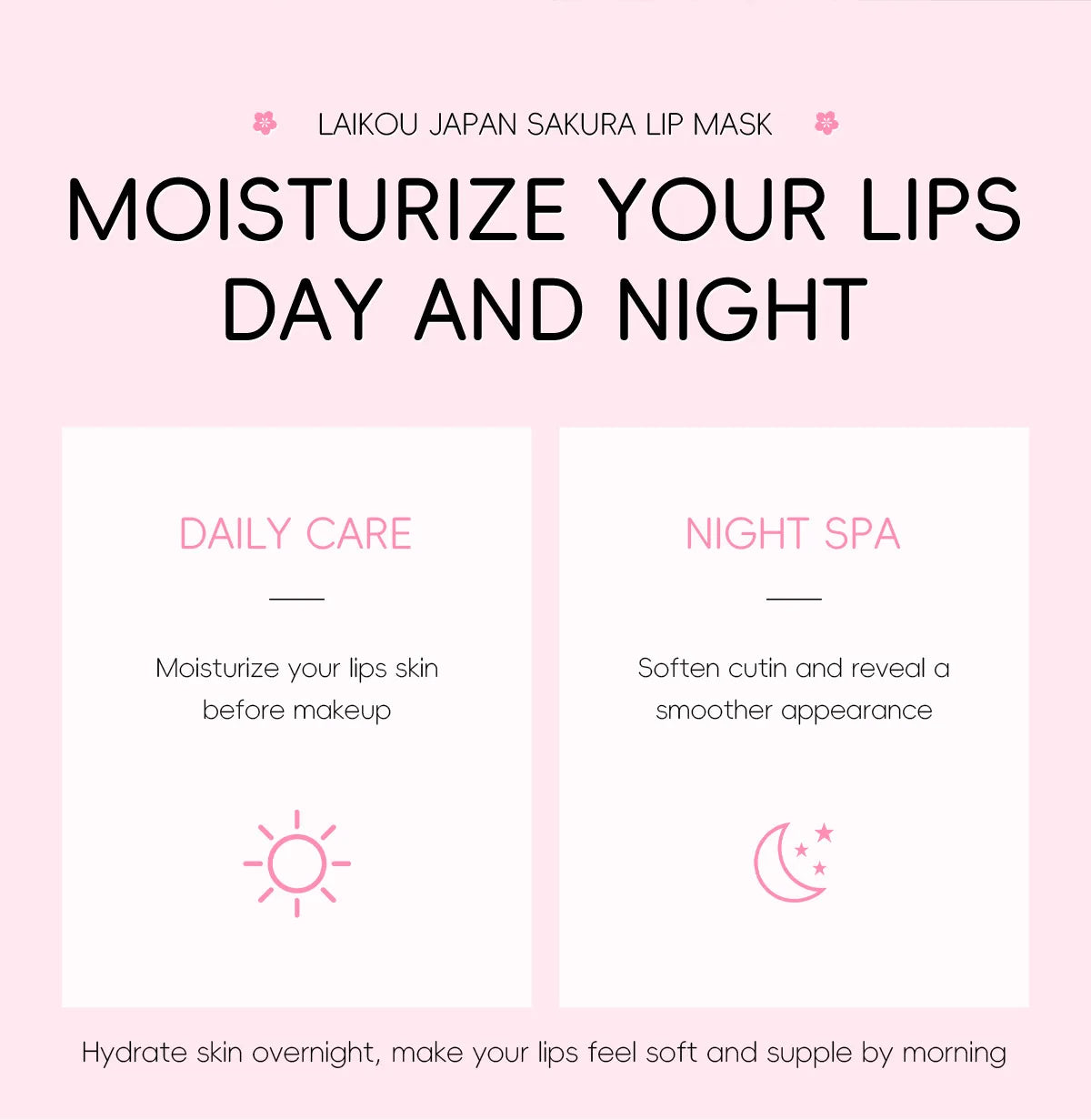8g LAIKOU Sakura Lip Sleeping Mask Hydrating Moisture Nutriousing Wrinkle Smoothing Dryness Lip Mask Korean Cosmetics Skin Care