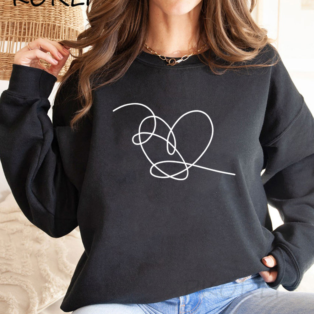 Love Yourself Heart Sweatshirt Love Yourself Tear Hoodie Heart Pullovers Women Long Sleeve Crewneck Sweatshirts Casual Hoodies