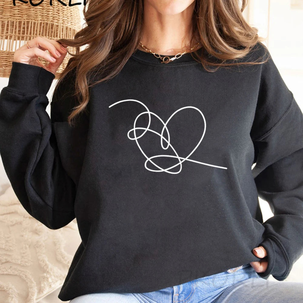 Love Yourself Heart Sweatshirt Love Yourself Tear Hoodie Heart Pullovers Women Long Sleeve Crewneck Sweatshirts Casual Hoodies