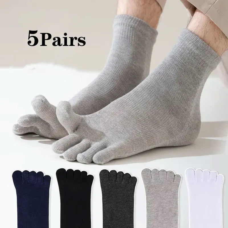 12/5/1pairs Five Finger Socks Pure color Sweat Absorbing Mid Tube Split Toe Socks Toes Socks Sports Tab Socks for Men and Women