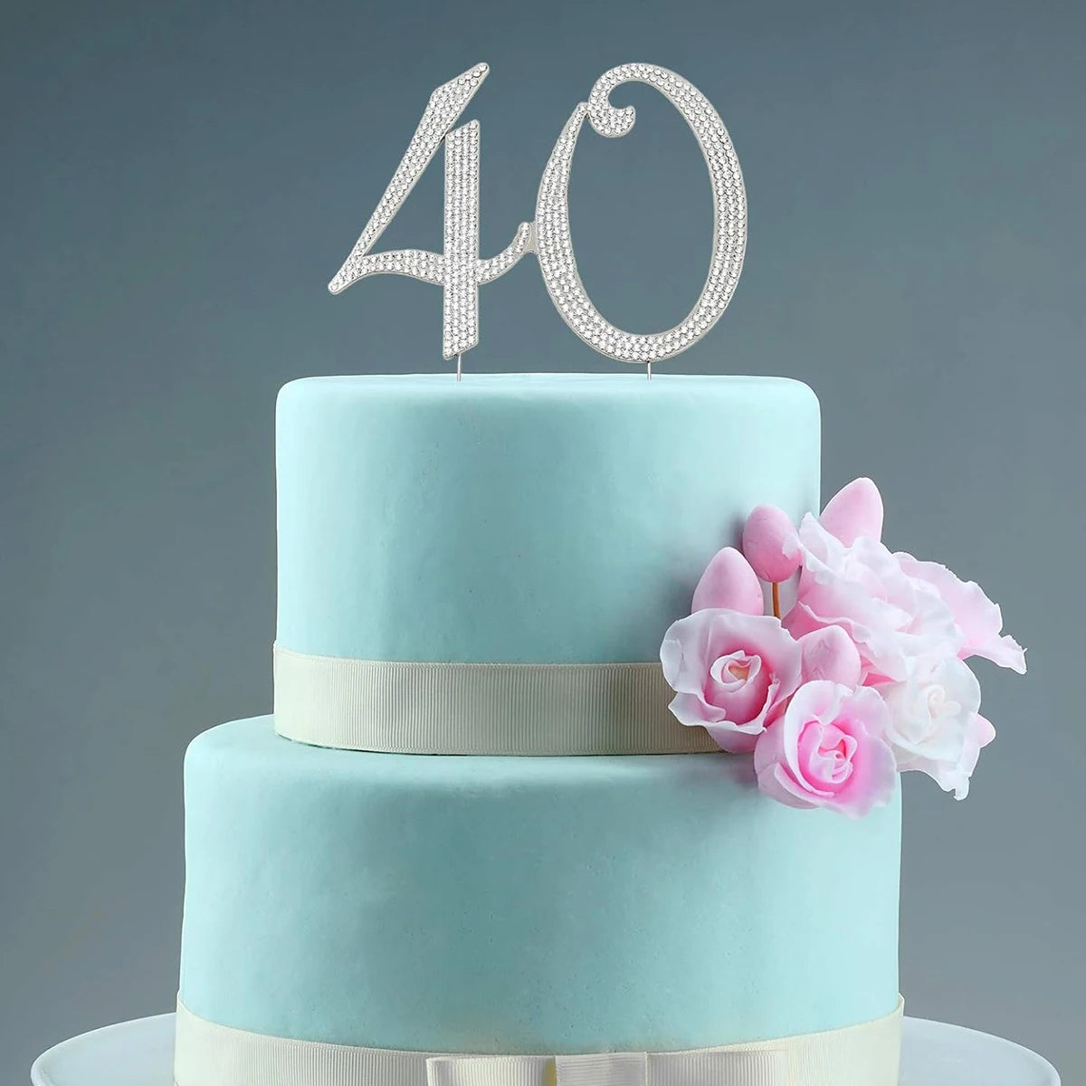 25 Cake Topper Sparkly Crystal Rhinestones Cake Topper Cake Decoration for 25th Birthday Party or or 25th Wedding Anniversary