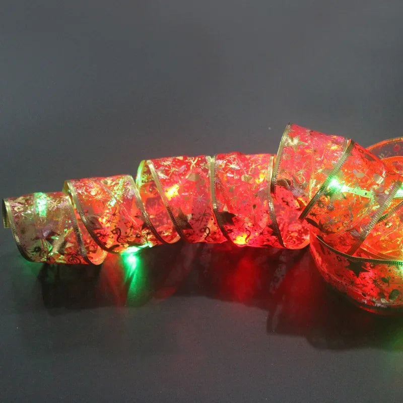 10M 5M Christmas Tree Decorations String Lights Copper Wire Ribbon Bows Lights for Party Weddings Holiday Christmas Tree Decor