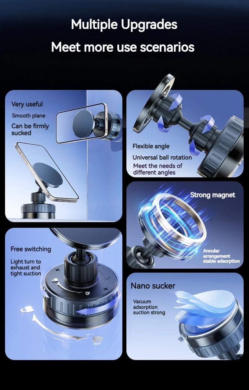 Universal Magnetic Phone Wireless Charger Holder Sucker in Car Home Mirro Gym Bath for Iphone 16 15 14 13 12 11 Pro Max Samsung