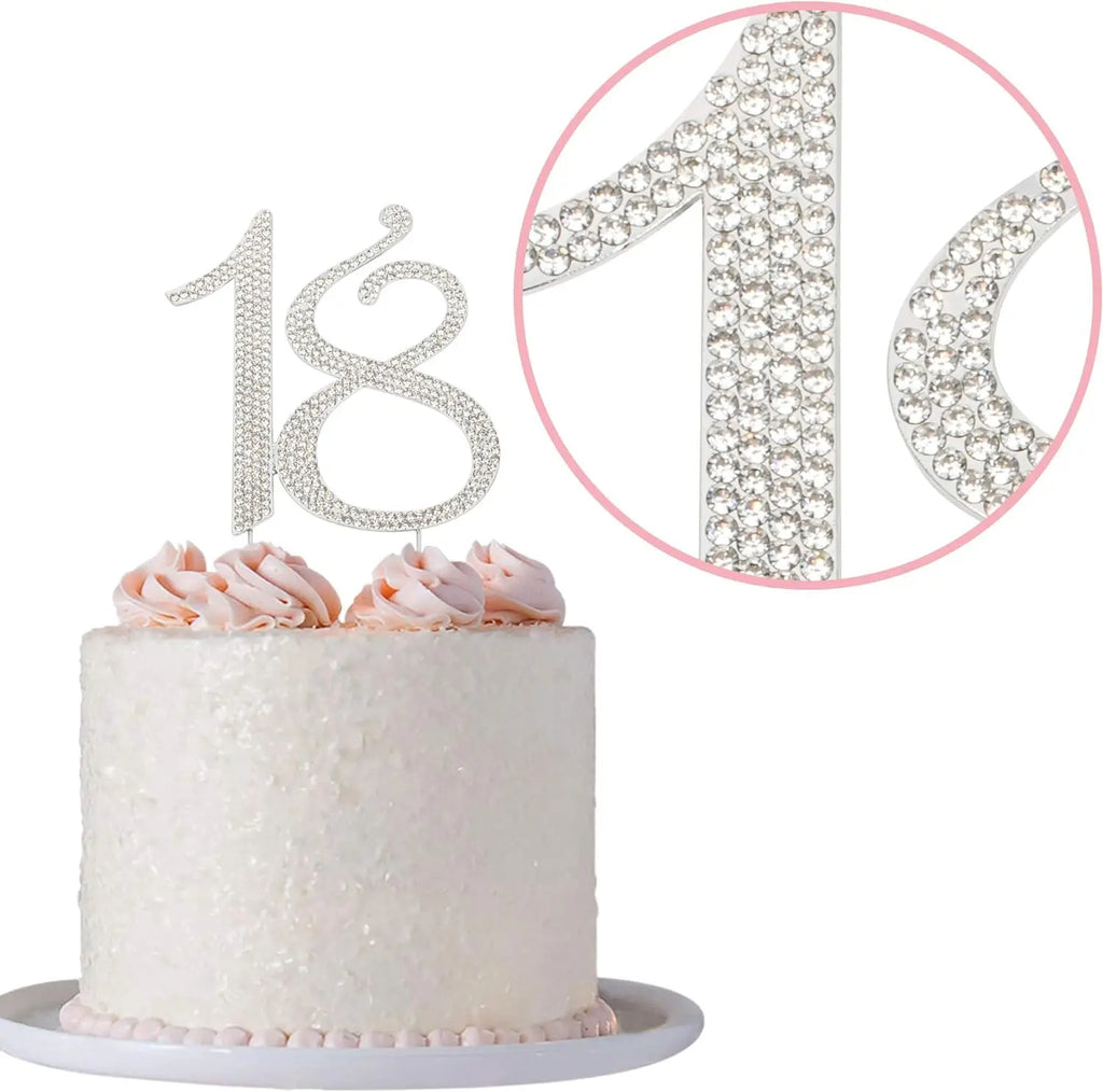 25 Cake Topper Sparkly Crystal Rhinestones Cake Topper Cake Decoration for 25th Birthday Party or or 25th Wedding Anniversary