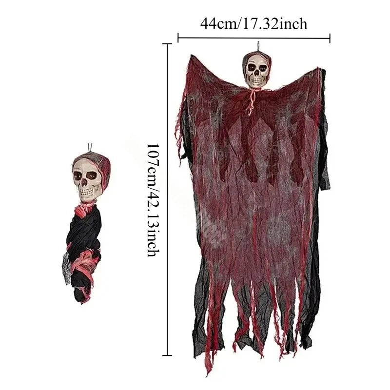 Scary Halloween Hanging Ghost Skull Halloween Party Decoration Hanging Grim Reaper Garden Bar Haunted House Skeleton Prop