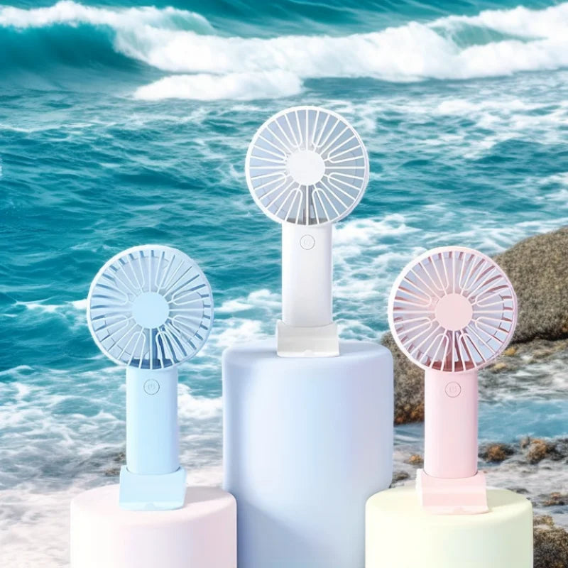 Summer Fashion Mini USB Charging Handheld Fan Desktop Small Fan With Mobile Phone Holder Portable And Simple Outdoor Small Fan