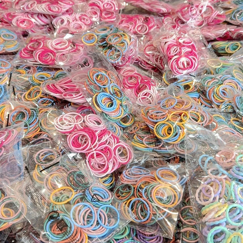 [50/100Pcs] Baby Rubber Band Does Not Hurt The Hair Small Thumb Ring High Elastic Thread Toddler Seamless Scrunchies Set